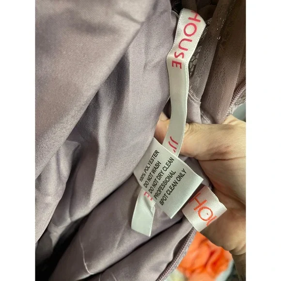 JJ's House dusty Mauve Lace Chiffon Gown with Rhinestone Belt 3/4 Sleeve Dress - Picture 6 of 6